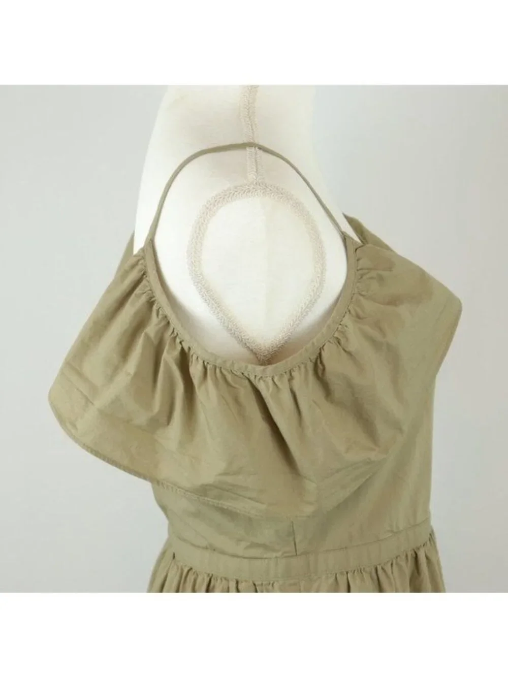 Madewell Women's Size 4 Khaki Woven Cold Shoulder Faux Wrap Mini Dress